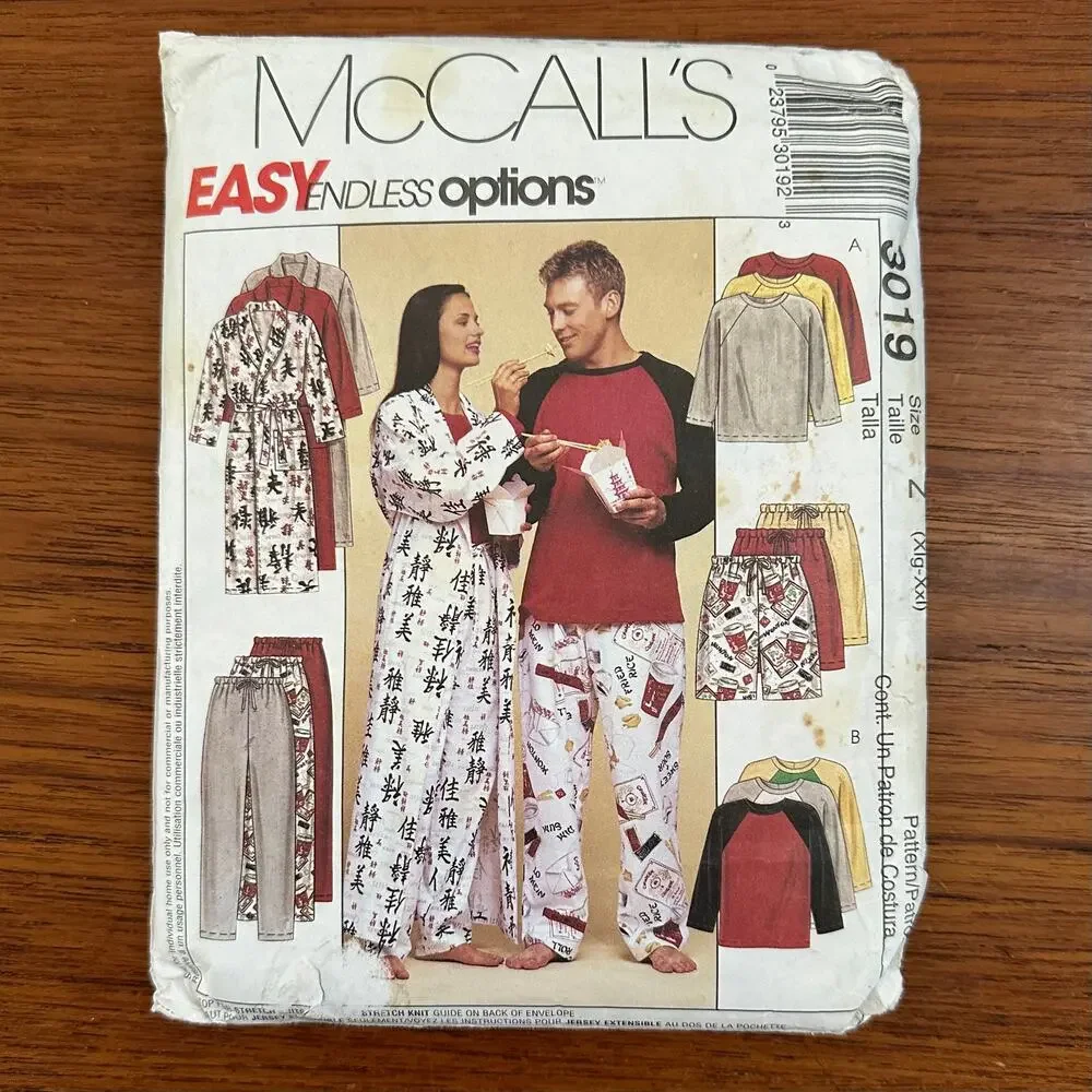 UNCUT McCall's Pattern 3019 Robe PJs Size XLg-XXL